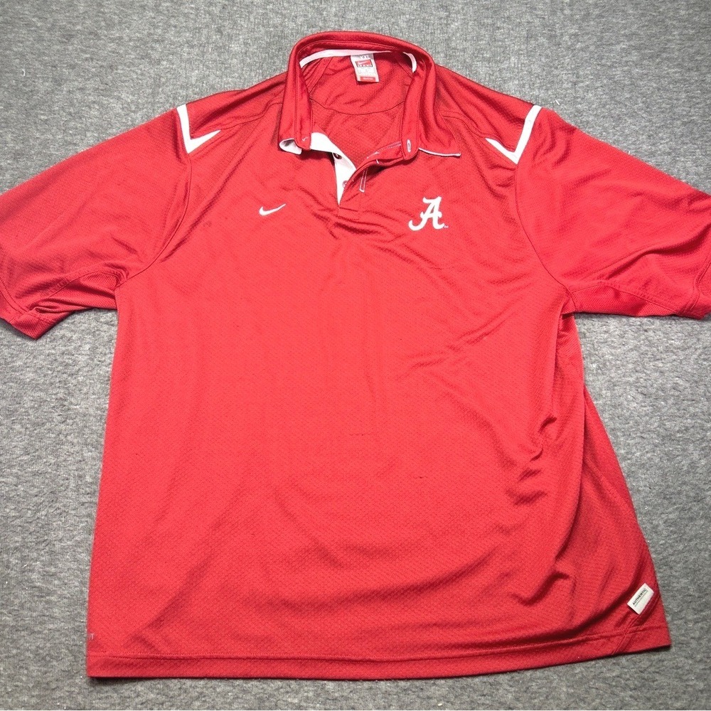 Vintage Nike Polo Shirt FitDry Mens 2XL Red Alabama Football SEC Dri-Fit Fanwear